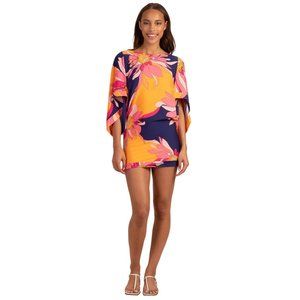 Trina Turk New NWT Breeze Multi Ruched Swim Tunic Coverup Large
